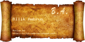 Bilik Ambrus névjegykártya